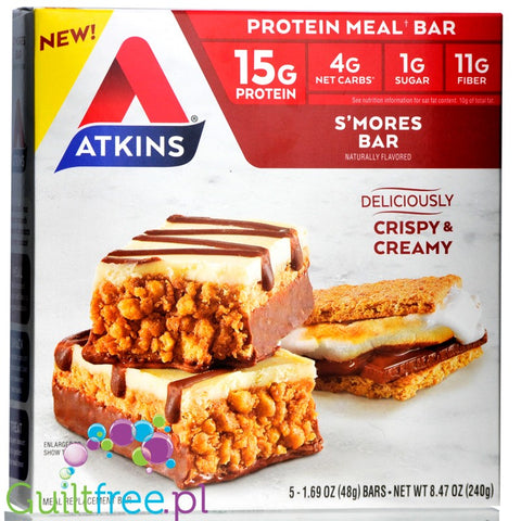 Atkins Meal S'mores  protein bar, box of 5 bars