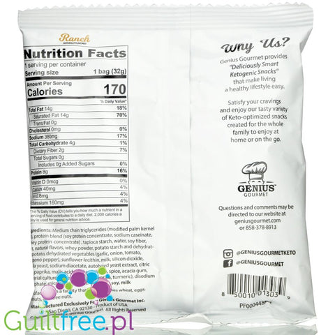 Genius Gourmet Keto Snack Chips, Ranch