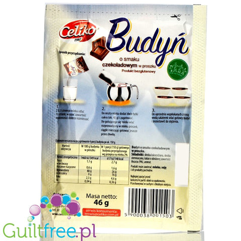 Celiko gluten free, sugar free chocolate pudding without sweeteners
