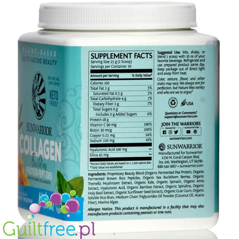 Sunwarrior Collagen Building Protein Peptides Natural 500g