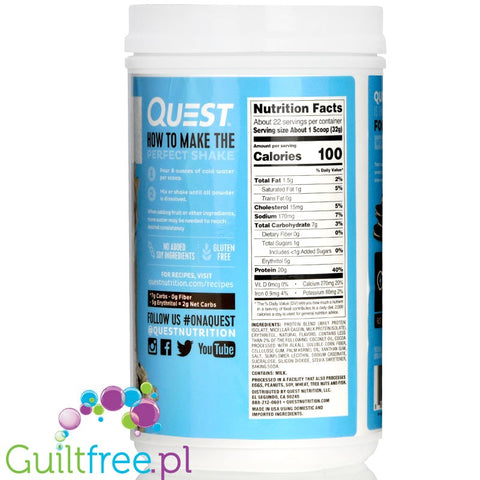 Quest Protein Powder, Cookies & Cream Flavor Food Supplement Powder with Sweetener