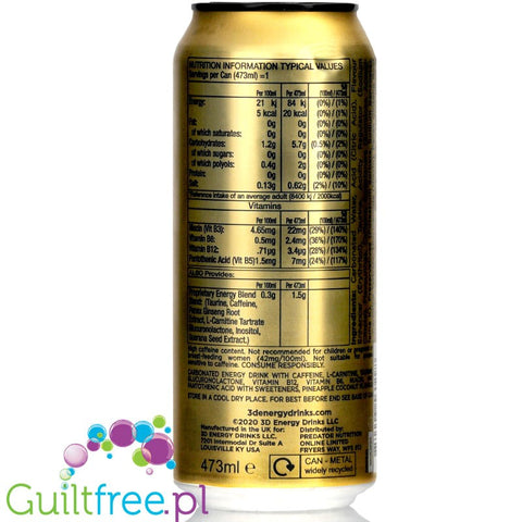 3D Gold - Pina Colada sugar free energy drink