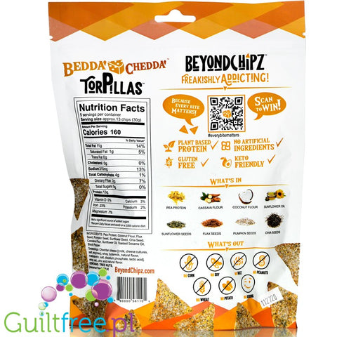 BeyondChipz Tortillas High Protein Tortilla Chips, Bedda Chedda 5.3 oz