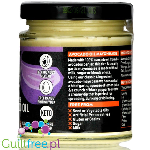 Hunter & Gather Garlic Avocado Mayo, 80% Avocado Oil Mayonnaise