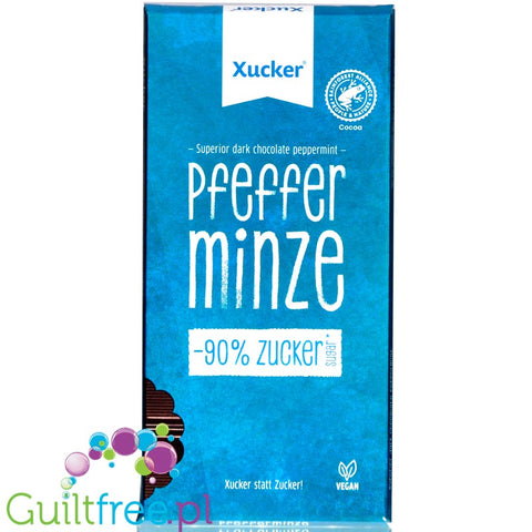 Xucker Pfeffer Minze - vegan dark chocolate 75%  with peppermint, sweetened with xylit only