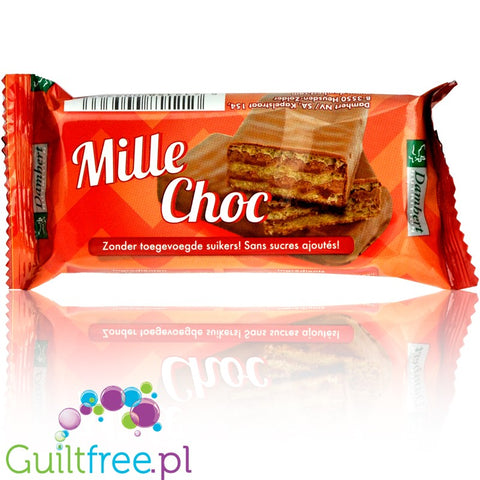 Damhert Mille Choc no added sugar waffer filled with cream and enrobed with chocolate