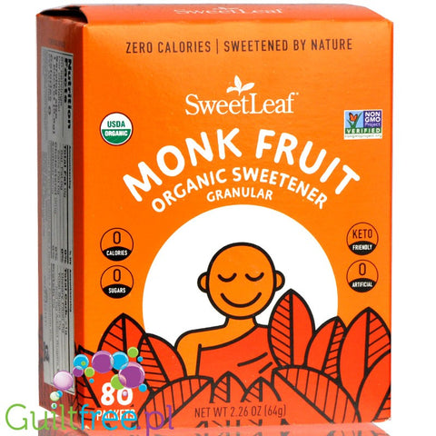 SweetLeaf  Monk Fruit Sweetener Packets, Organic 80 packets