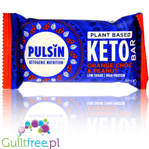 Pulsin Keto Bar Orange Choc & Peanut - vegan bar with xylitol