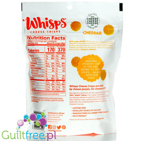 Cello Whisps Cheese Crisps, Cheddar 2.12 oz