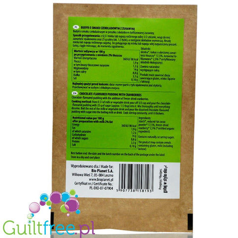 Bio Planet  Raspberry sugar free pudding without sweeteners