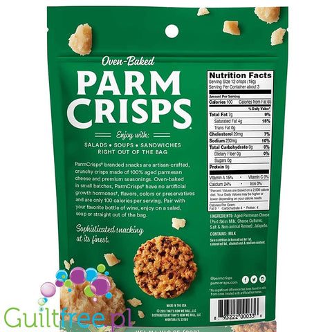 ParmCrisps  Oven-Baked Parm Crisps, Bite-Sized Jalapeno 1.75 oz (50g)