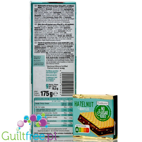 Frankonia Chocolat No Sugar Added, Hazelnut Waffle Nutri Score A, 9er pack