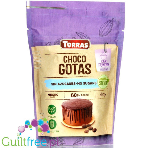 GymQueen Low Carb Schokodrops Edelbitter, sugar free dark chocolate baking chips with xylitol