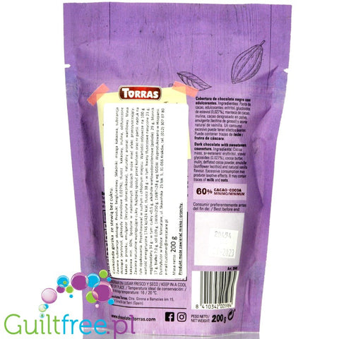 GymQueen Low Carb Schokodrops Edelbitter, sugar free dark chocolate baking chips with xylitol