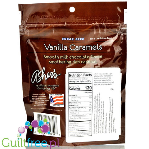 Asher's Chocolates Sugar Free Candy, Milk Chocolate Vanilla Caramels
