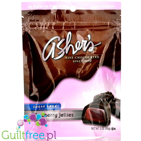 Asher's Chocolates Sugar Free Candy, Dark Chocolate Raspberry Jellies