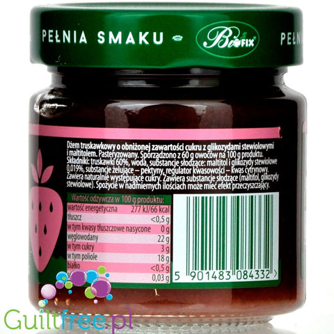 Pure & Good sugar free strawberry jam sweetened only with stevia and erythritol