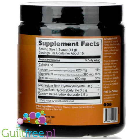 Perfect Keto, Keto Base, Salted Caramel - ketones beta hydroxy-butyrate (BHB)