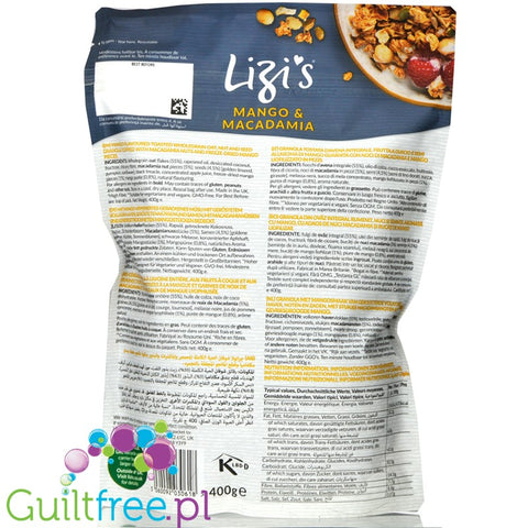 Lizi's Granola Mango & Macadamia - oatmeal with low glycemic load with mango and macadamia nuts