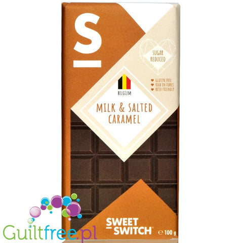 Sweet Switch Salz-Karamell Schokolade - no added sugar milk chocolate with salted caramel pieces