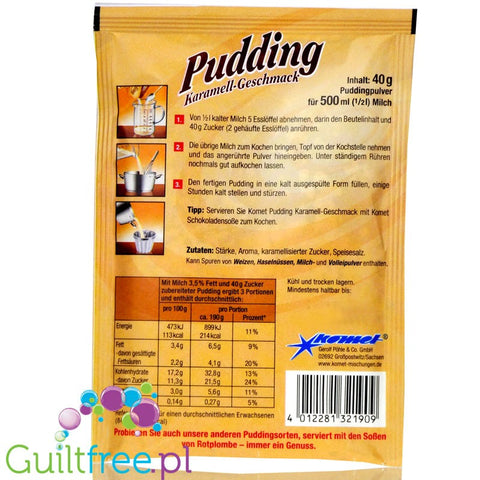 Komet, sugar free and sweetners free Caramel pudding
