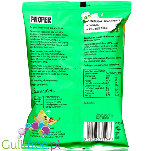 PROPERCHIPS Sour Cream & Chive Flavour Lentil Chips 20g