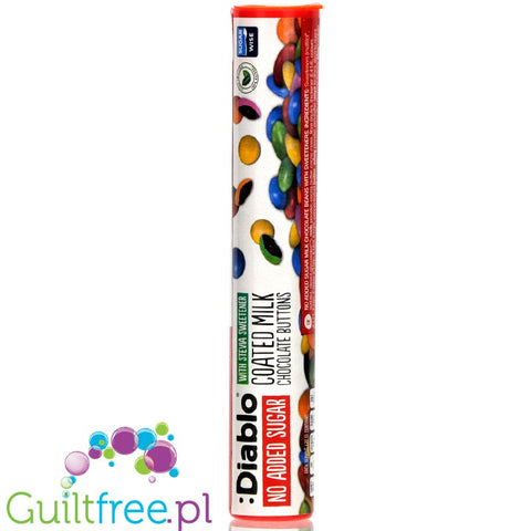 Diablo Milk Chocolate Buttons - coated chocolate dragees without added sugar with stevia