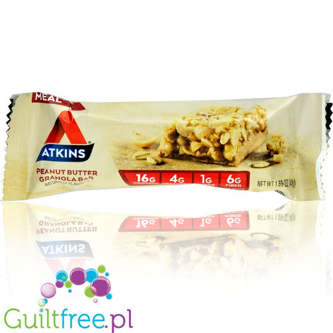 Atkins Meal Peanut Butter Granola Bar protein bar without maltitol, box of 5 bars