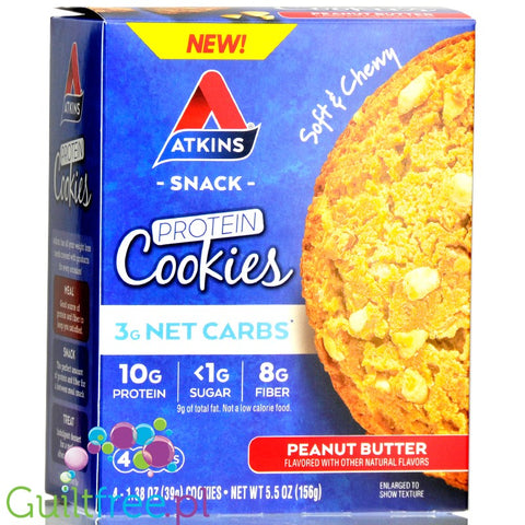 Atkins Nutritionals Snack Protein Cookies, Peanut Butter 4 cookies 