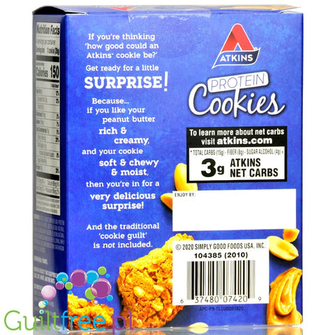 Atkins Nutritionals Snack Protein Cookies, Peanut Butter 4 cookies 