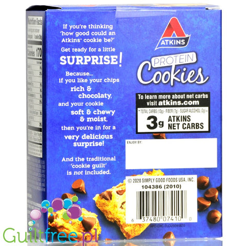 Atkins Nutritionals Snack Protein Cookies, Chocolate Chip 4 cookies 