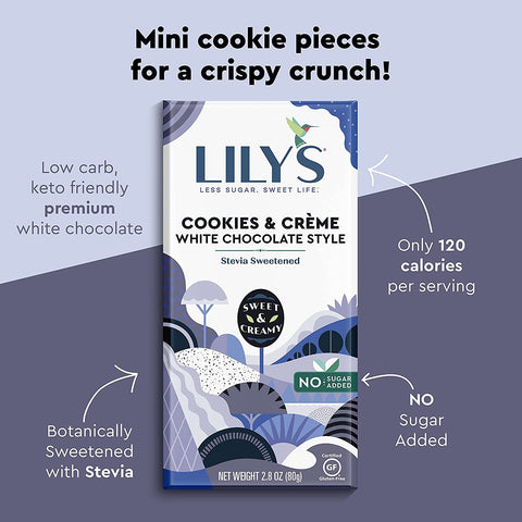 Lily's Sweets No Sugar Added White Chocolate Style Bars, Cookies & Creme