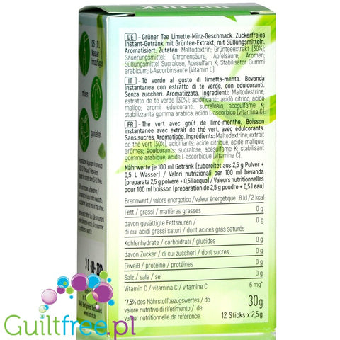 INSTICK Green Tea Lime & Mint sugar free instant drink