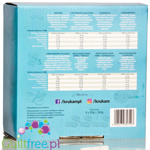 Krukam Sampler Box - 8 different sweet chocolate & nut spreads  8 x 30g