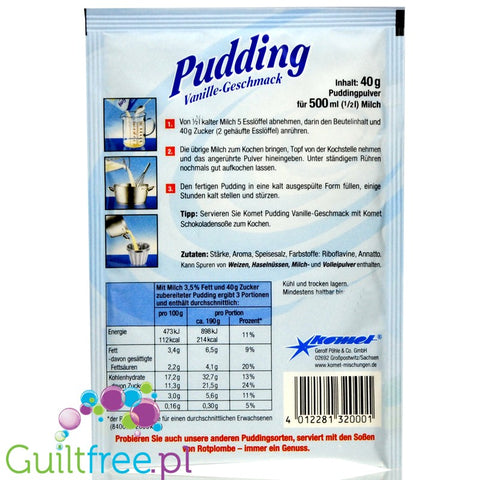 Komet, sugar free and sweeteners free Vanilla instant pudding