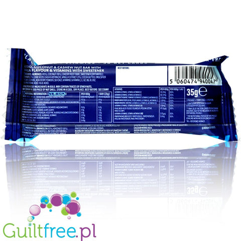 Adonis Keto Vanilla & Coconut - vegan keto nut bar 2g sugar