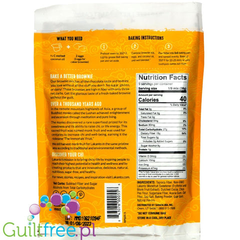 Lakanto, Sugar Free Brownie Mix - keto, gluten free, low carb