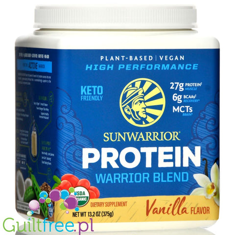 Sunwarrior Protein Warrior Blend 0,375kg, Vanilla - vegan protein powder with acai, goji & quinoa, sachet