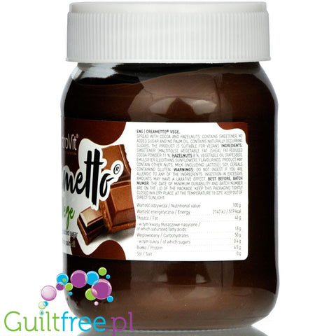 Creametto Vege - vegan milk-free chocolate-nut cream with no added sugar