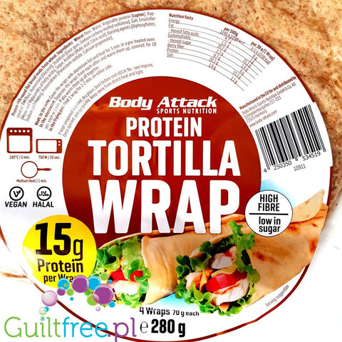 Body Attack Protein Tortilla Wraps - 15g protein tortillas, 4 x 25cm