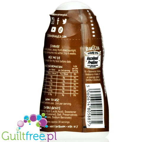 Skinny Food Barista Shot Hazelnut Praline - concentrated sweet coffee drops, 0 calories