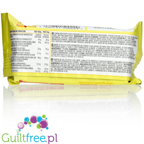 KetoKeto Bar Lemon & Poppy Seed vegan, low net carbs, with xylitol & erythrit