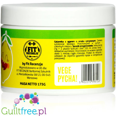 FitRec Fajna Galaretka Vege Lemon, vegan sugar-free jelly, 5kcal per serving