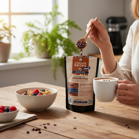 NO SUGAR SUGAR Schoko Drops 39% - dropsy z mlecznej czekolady bez cukru z erytrolem i stewią by NOsugarSUGAR (no-sugar-sugar-schoko-drops-39-dropsy-z-weganskiej-mlecznej-czekolady-bez-cukru-z-erytrolem-i-stewia)