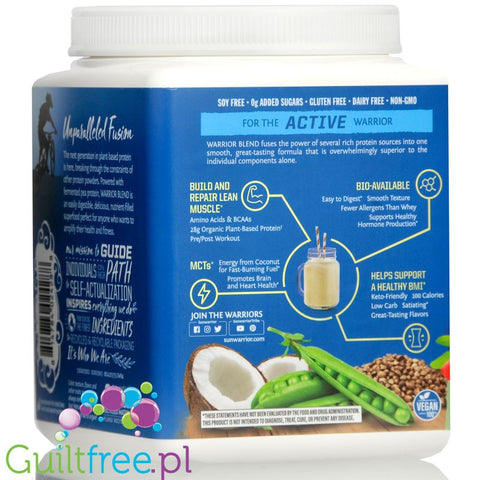 Sunwarrior Protein Warrior Blend 0,375kg, Natural - vegan protein powder with acai, goji & quinoa, sachet