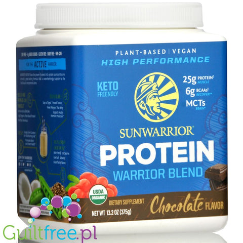Sunwarrior Protein Warrior Blend 0,375kg, Chocolate - vegan protein powder with acai, goji & quinoa, sachet