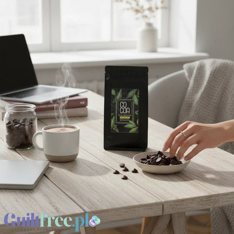 Raw Cocoa Dropsy z czekolady ciemnej 52% - deserowe kropelki ciemnej czekolady bez cukru ze stewią i erytrolem