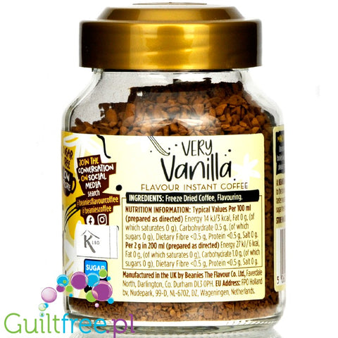 Beanies Very Vanilla instant flavored coffee 2kcal pe cup
