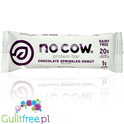 No Cow Chocolate Glazed Doughnut vegan keto protein bar with stevia, monk fruit and erythritol