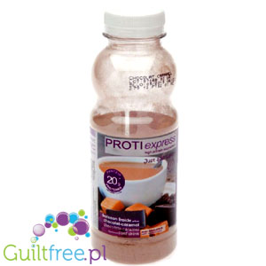 Proti Express Shake Chocolate Caramel - an instant protein smoothie with a chocolate-caramel flavor, contains sugar and sweetene